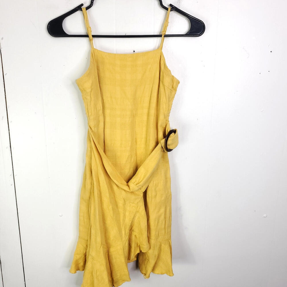 American Eagle Dress Womens XS Mini Square Neck Smocked Back Sunshine Belted
